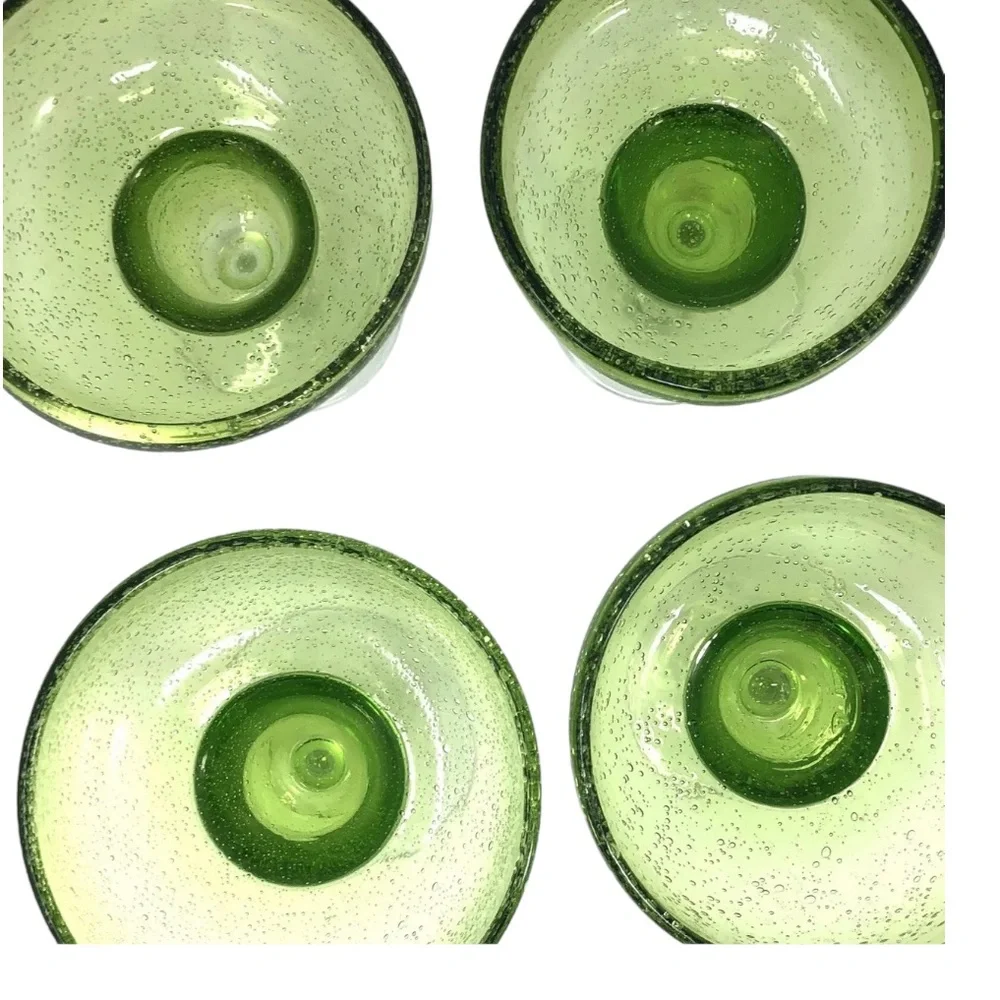 Crate & Barrel Margarita Glasses Mexican Hand Blown Bubbles Set 4